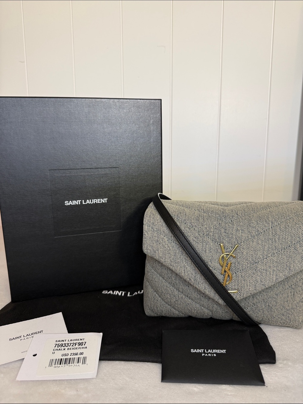 Saint Laurent Loulou Puffer Y Quilted Toy Blue Denim NWT Crossbody Italy COA - Picture 1 of 14